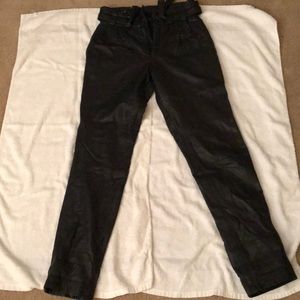 High waist soft leather pants